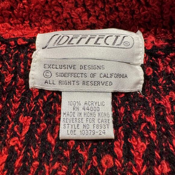 SIDEFFECTS Womens Cardigan Sweater Vintage Open Front Pockets Red Size Large - Picture 3 of 5